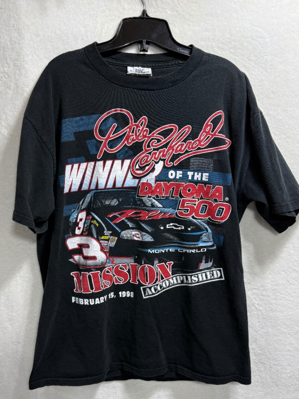 Dale Earnhardt T-Shirt Mens L Mission Accomplished Daytona 500 40th Annual 1998